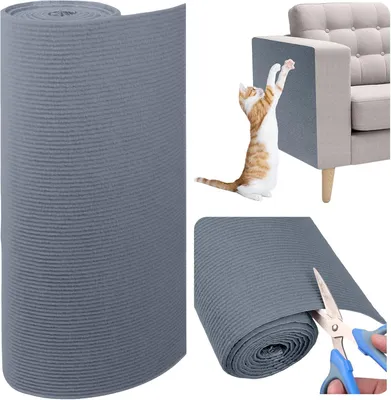 Image de Tapis anti-rayures pour chats, adhésif, 40 x 200 cm, gris clair, protection anti-rayures pour meubles