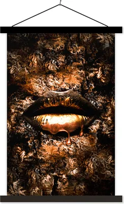 Produktbild von MuchoWow® Textilposter Frau - Farbe - Lippen 60x90 cm mit schwarzem Rahmen - Poster Wohnzimmer
