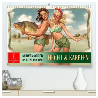 Produktbild von Hecht und Karpfen - Kurvenköder, da beißt der Fisch (hochwertiger Premium Wandkalender 2027 DIN A2 quer), Kunstdruck in Hochglanz