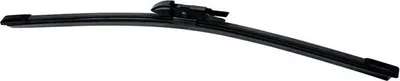 A black car windshield wiper blade against a white background.