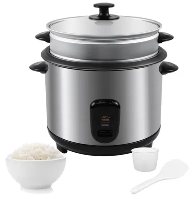 Reiskocher 1,8 L, 700 W, mit Dampfaufsatz, silber