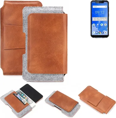 Produktbild von K-S-Trade Handyhülle Schutzhülle kompatibel mit Ulefone Armor 5 Gürteltasche Holster Gürtel Tasche Smartphone Tasche Handy Hülle Polyurethan+ Filz, braun