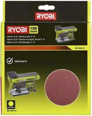 Obrázek produktu pro Brusné kotouče s suchým zipem RYOBI, 150 mm, zrnitost 80, 10 kusů, pro brusku RBDS4601G