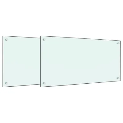 Productafbeelding van Spatschermen keuken 2 st 80x50 cm gehard glas wit