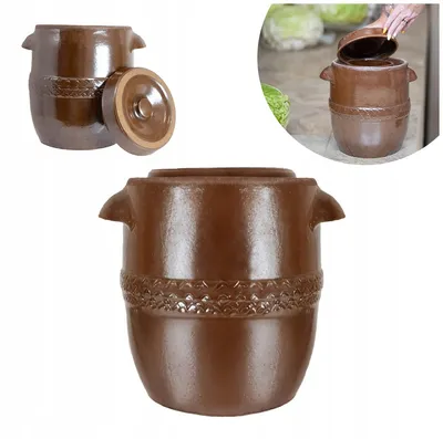 Produktbild von Steingutfass 10L braun zum Fermentieren von Gemüse mit Deckel