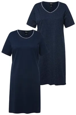 Productafbeelding van Ulla Popken, Damen, grote maten, 2 stuks, oversized shirts, effen en met stippen