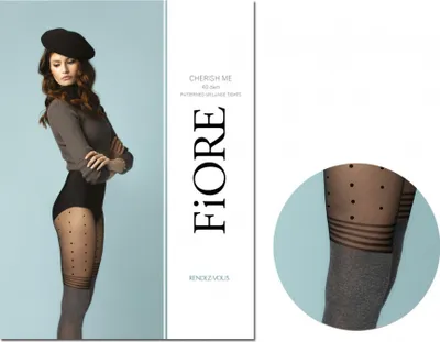 Produktbild von Gemusterte Strumpfhose in Melange mit Punkten 40 den Schwarz 2