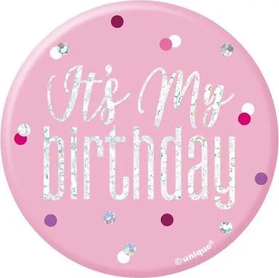 Obrázek produktu pro Anstecker "It's my Birthday" rosa & silber