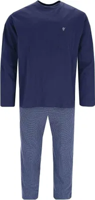 Produktbild von hajo Herren Schlafanzug 2-tlg. Set - lang, Rundhals, Premium Baumwolle Blau 3XL