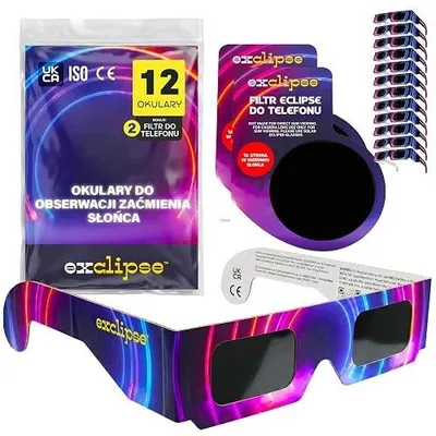Zdjęcie produktu dla Okulary do obserwacji zaćmienia słońca iso 12312 2 CE bezpieczne