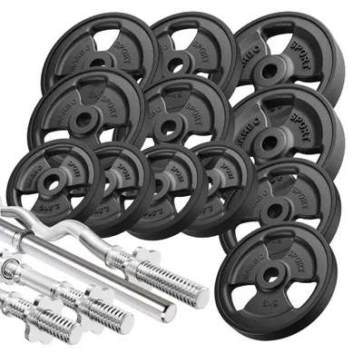 Image de Ensemble de barres d'haltères caoutchoutées Tri-Grip Marbo Sport 83 kg