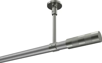 Produktbild von Interdeco Gardinenstange / Vorhangstange Silbergrau / Edelstahl-Optik, Typ Sonette Mavell (Zylinder Bicolor) ohne Ringe, Deckenmontage, 20 mm Ø 1-läufig, 320 cm