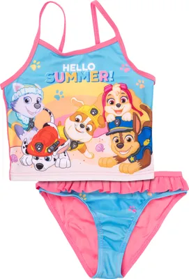 Produktbild von Paw Patrol Tankini Badeanzug mit Rüschen für Mädchen - Hello Summer Zweiteiler Kinder Schwimmanzug 122-128