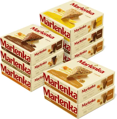 Zdjęcie produktu dla MARLENKA® Zestaw Mieszany Tortów Miodowych 6+2 Pakiet Oszczędnościowy – Ciasto miodowe, Tort, Ciasto (8 x 800 g)