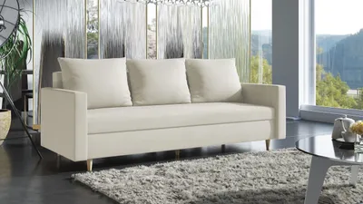 Produktbild von AX LIVING Hyden 3 Sitzer Sofa mit Schlaffunktion – 222 cm breit, creme