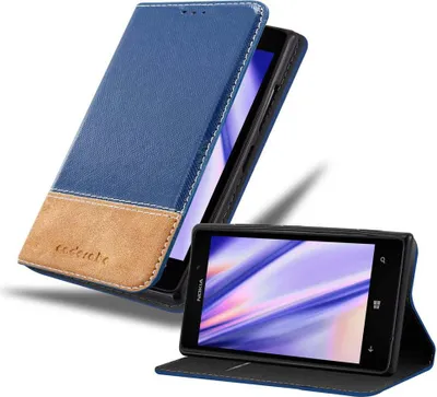 Produktbild von Cadorabo Hülle für Nokia Lumia 925 Schutzhülle in Blau SHandyhülle Book Case Etui Kunstleder