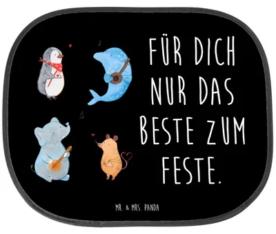 Produktbild von Mr. & Mrs. Panda Sonnenschutz Fürs Auto Big Band - Schwarz - Geschenk, Delfin, Gitarre, Autoscheibe, für Autoscheiben, Hund, Lustige Sprüche, Sonnenblende, Elefant