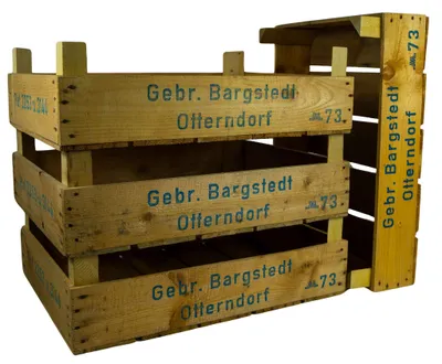 Produktbild von 4er Set Helle Kirschsteige 54x42x16cm Holzsteige Holzkiste Vintage Obstschale