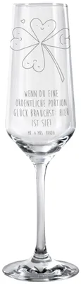 Produktbild von Mr. & Mrs. Panda Sektglas Blume Kleeblatt - Transparent - Geschenk, Kelchglas, Neuanfang, Umzug, Champagnerglas, Sektflöte, Glück, Glücksbringer, Motivation, Garten, Glas
