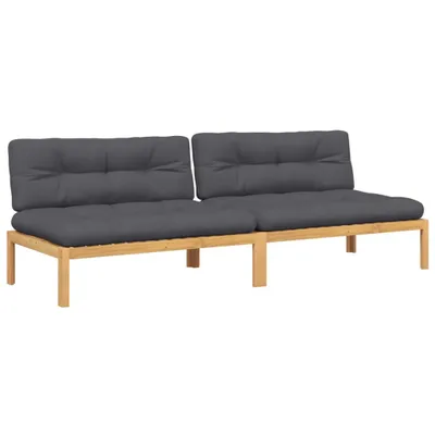 Produktbild von Garten-Mittelsofas aus Paletten 2 Stk. mit Kissen Akazienholz