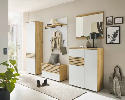 Produktbild von Garderoben-Set >Melisande< in Weiß -Eiche Artisan Nachbildung