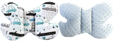 Produktbild von Kindernekkissen aus 100% Baumwolle/Minky für Auto, Kinderwagen, Reise, Slaaprol (mit blauem Minky)