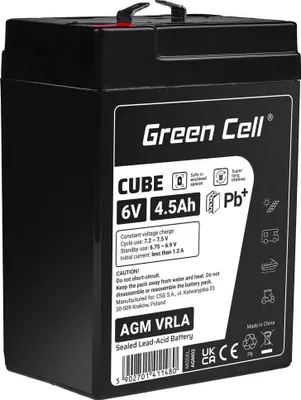 Zdjęcie produktu dla Akumulator żelowy Green Cell CUBE AGM IP54 6 V 4 Ah do skuterów i łodzi