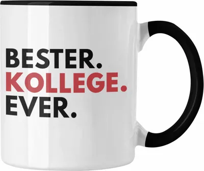 Produktbild von Trendation - Bester Kollege Ever Tasse Geschenk Lieblingskollege Abschiedsgeschenk Kaffeetasse Kollegen Büro (Schwarz)