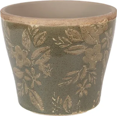Image de Clayre & Eef Pot de fleurs Ø 10x9 cm Vert Céramique