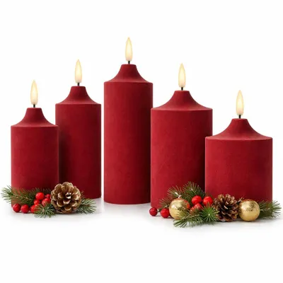 Produktbild von ELAMBIA 5 LED-Kerzen Samt-Oberfläche Flamme Luma, Timer Höhe 12,5cm - 17,5cm