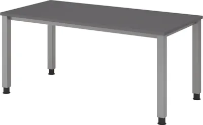 Produktbild von bümö Schreibtisch Serie-Q - Gestell: Silber, Größe:  160 x 80 cm, Nachbildung: Graphit