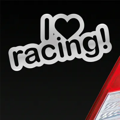 Produktbild von Auto Aufkleber I Love racing Tuning Lustig Spruch 15x8 cm Silber Sticker Heckscheibenaufkleber