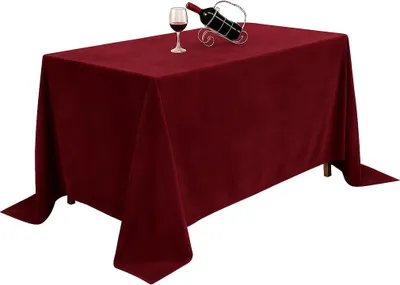 Produktbild von Matter Velours-Tischdecke in Bordeaux für Tisch 230×230 cm – Elegant und formstabil