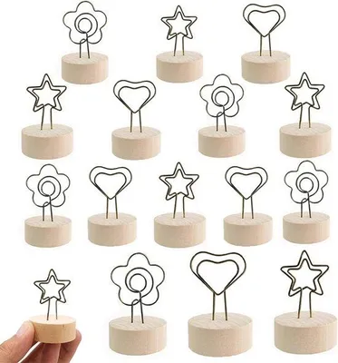 Produktbild von Famanu Memohalter aus Holz, 15 Stück - Tischkartenhalter für Hochzeiten und Dekoration