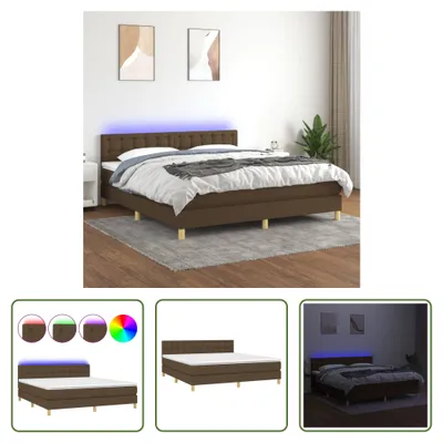 Produktbild von The Living Store Boxspringbett mit Matratze & LED Dunkelbraun 180x200 cm Stoff