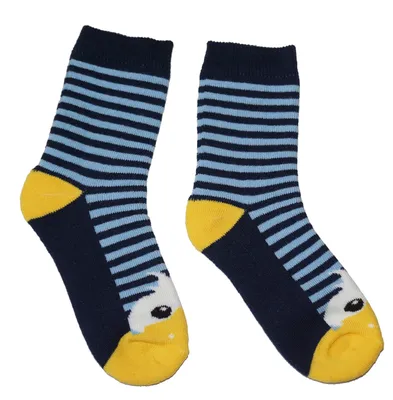 Produktbild von Kinder Plüsch Socken Thermo Voll Frottee aus Baumwolle Entlein Marine Größe 23-26