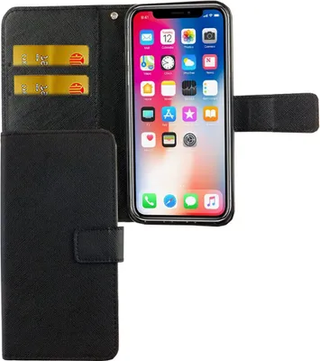 Produktbild von Apple iPhone XS Tasche Handy Hülle Schutz-Cover Flip-Case mit Kartenfach  Schwarz