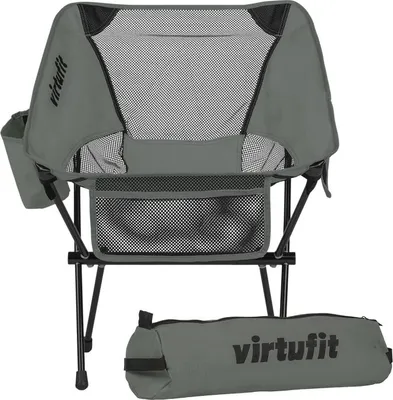 Produktbild von VirtuFit Campingstuhl Compact faltbar Grau mit Becherhalter