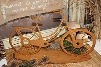 Produktbild von Rostikal Edelrost Deko Fahrrad 41 x 25 cm Vintage Deko Tischdeko Gartendeko Rost Bike auf Bodenplatte Dekoration Wohnzimmer