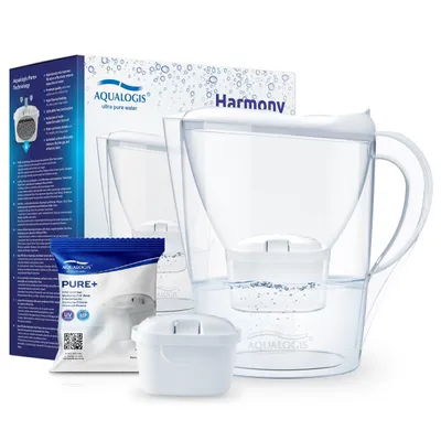 Produktbild von Aqualogis Filterkanne - Harmony 2.6 Weiß Inklusive Filter - Wasserkrug - Elektronische Anzeige für eine Überwachung des Filterverbrauchs