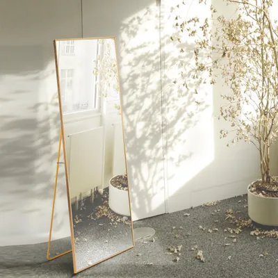 Obrázok produktu pre Zrkadlo ProximaX v plnej dĺžke 150x40 cm - 3-stranné ako stojace, nástenné a toaletné zrkadlo zlaté
