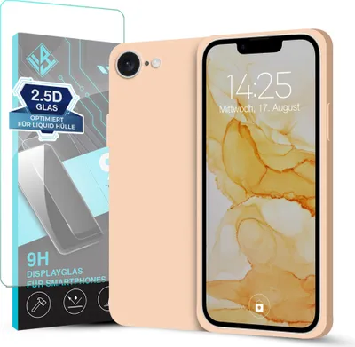Produktbild von Hülle für Apple iPhone 16e mit 9H Displayglas Displayschutz Plus Case Cover Bumper Silikon Softgrip Schutzhülle Farbe: Rosa