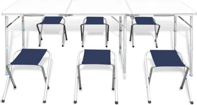 Obrázek produktu pro vidaXL Skládací kempingový stůl se 4 stoličkami s nastavitelnou výškou 180x60 cm