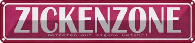 Produktbild von vianmo Blechschild 10x46 cm Zickenzone eigene Gefahr Dekoration Spruch Zitat