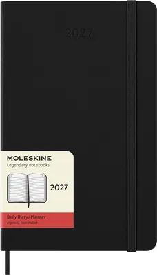 Produktbild von Moleskine Tageskalender für 12 Monate, 2027, Format Large/A5, ein Eintrag pro Seite, Hardcover, Schwarz