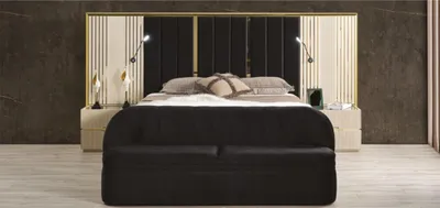 Produktbild von Schlafzimmer Set Komplettes Zimmer Holz Bett Nachttische Möbel Schrank 5tlg.