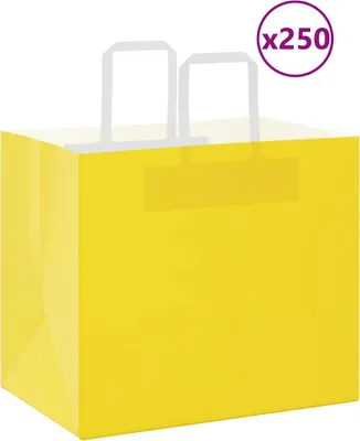 Zdjęcie produktu dla Torby papierowe 250 szt. z uchwytami żółte 32x22x28 cm