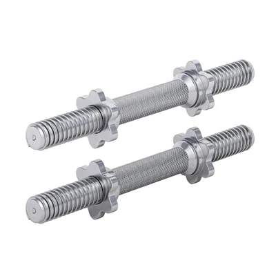 Produktbild von GORILLA SPORTS® Kurzhantelstange - 2er Set, 30mm Durchmesser, 42cm lang, bis 100kg Belastbar, mit Sternverschlüssen, Rutschfest, Gerändelt, aus Chrom - Hantelstangen Kurz