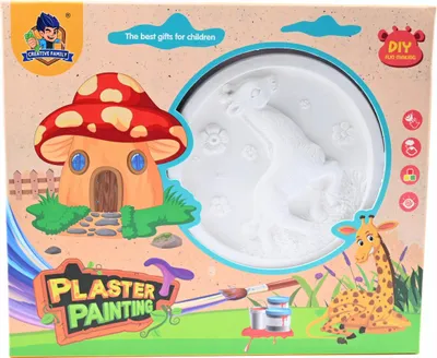 Produktbild von Gipsfiguren Set Giraffe zum Bemalen - Kreatives Bastelset inkl. 6 Farben für Kinder