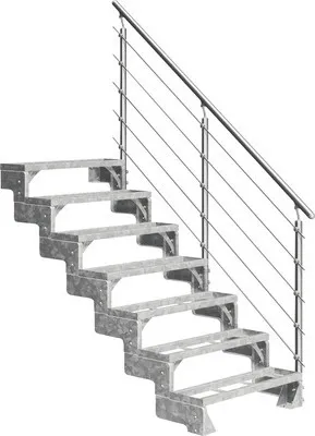 Produktbild von Aussentreppe Pertura Tallis mit Geländer 7 Steigungen Einlegestufen 100 cm Metall